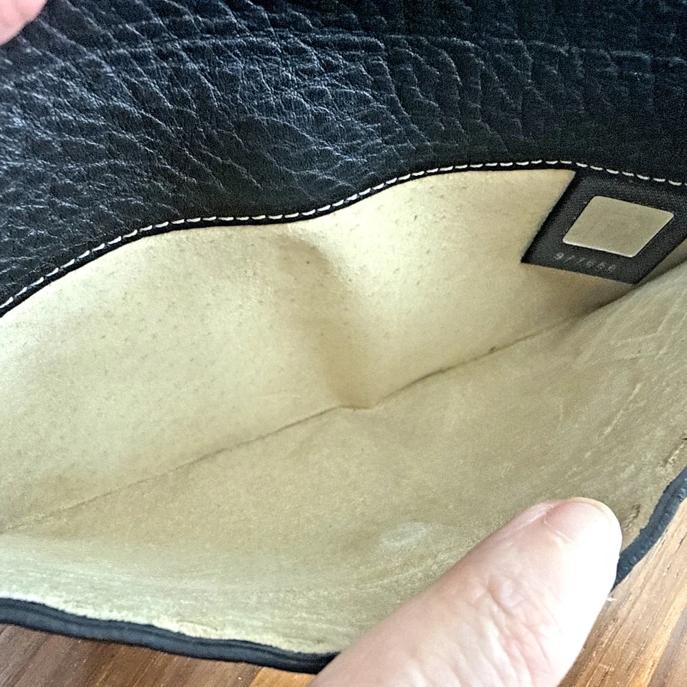 Fendi Selleria Leather Long Wallet - Black With Tan Thread - Great Condition! ￼
